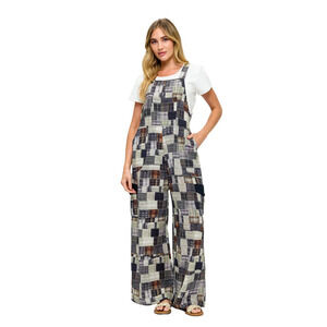 26372B Yak & Yeti Boho Brown Multi Patchwork Print Overall - Various Sizes